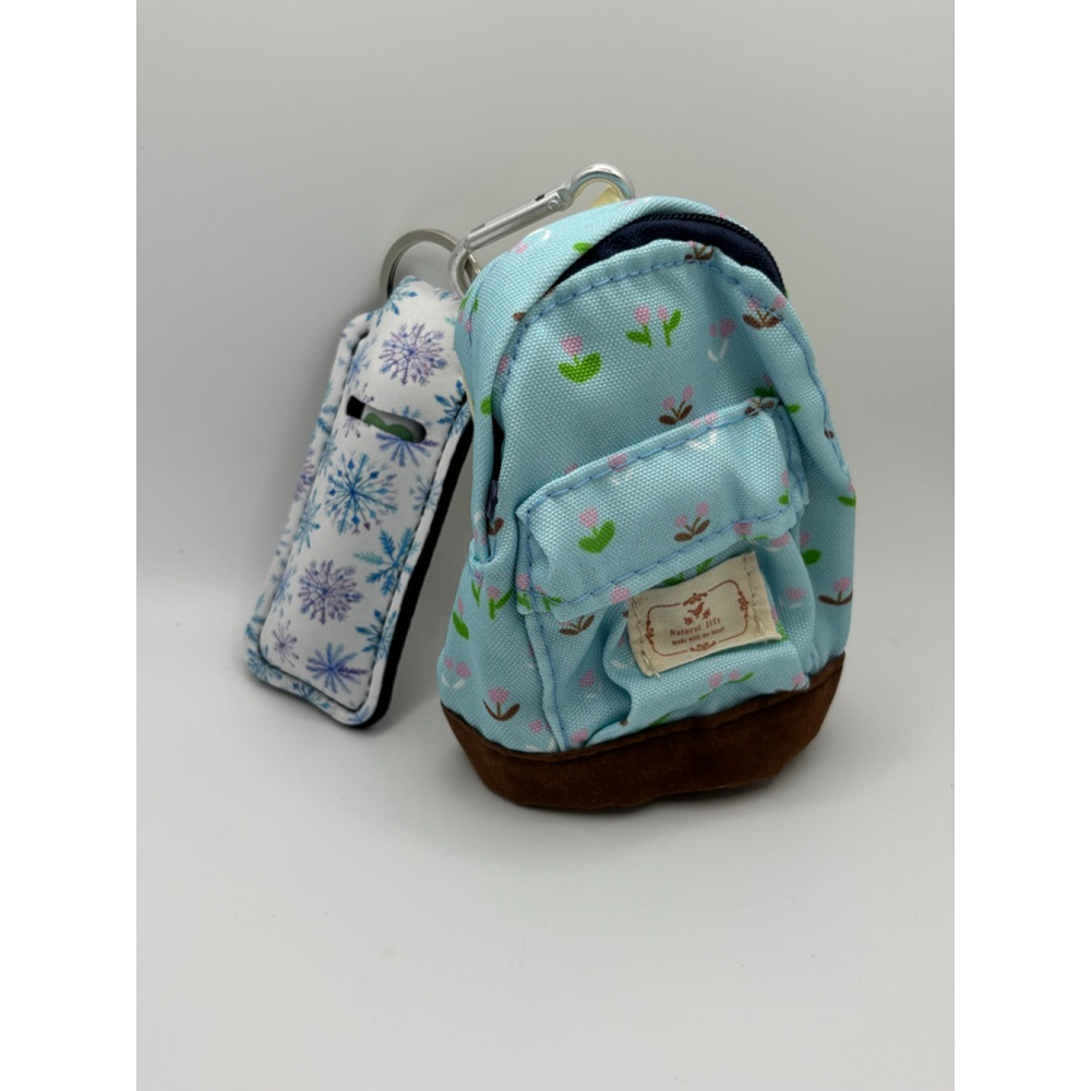 Mini Bag Blue White Keychain with Chapstick Holder